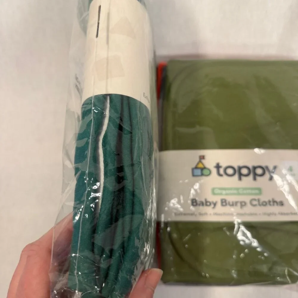 Toppy Organic Cotton Baby Burp Cloths 8 Pack New Sealed Soft Absorbent